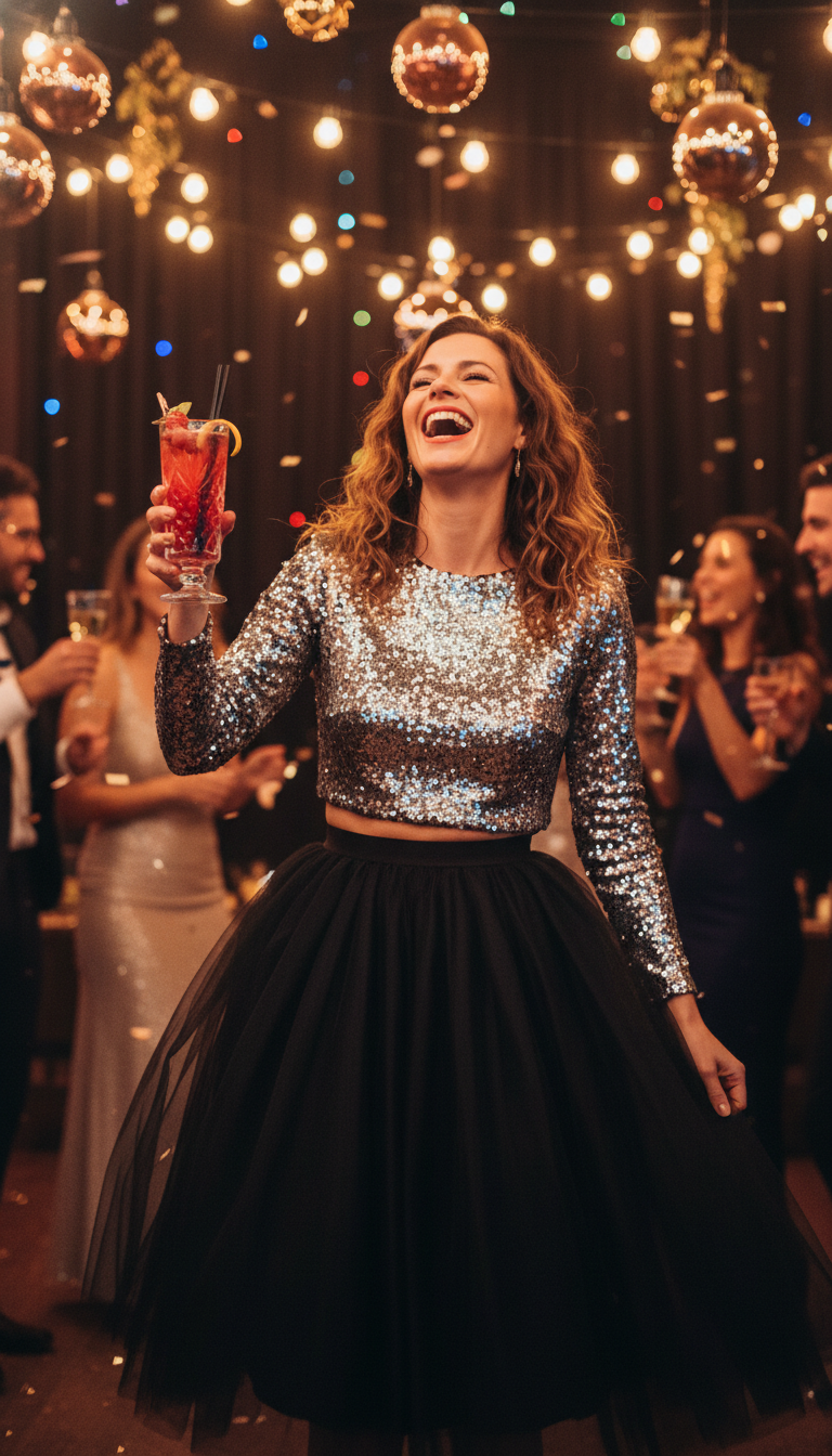 Party Perfect: Glimmering Top & Skirt Duo