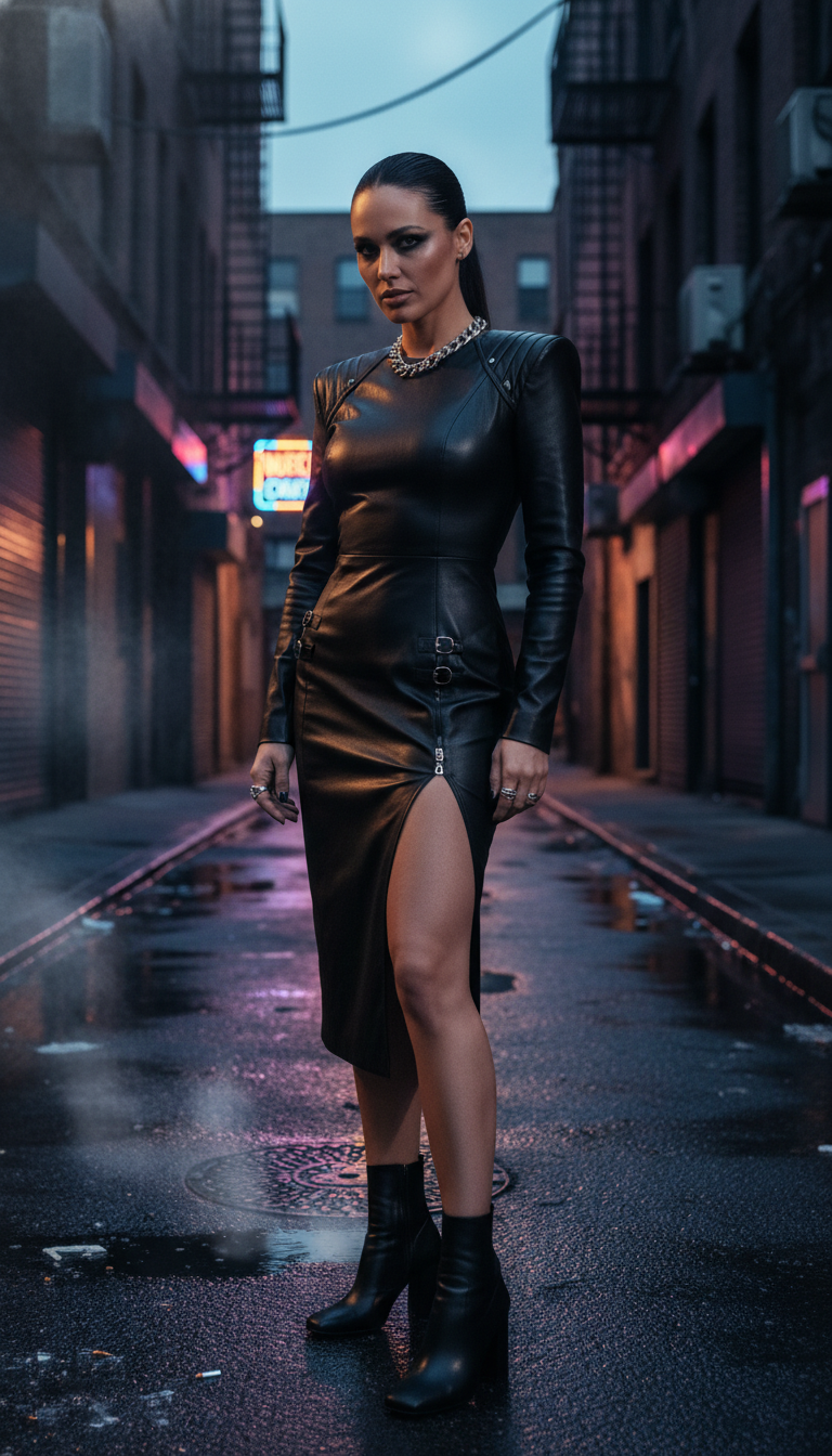 Rebel Chic: Edgy Leather Look