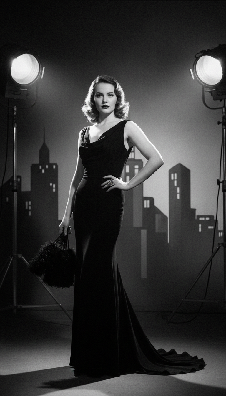 Vintage Hollywood Starlet: Black & White Glam
