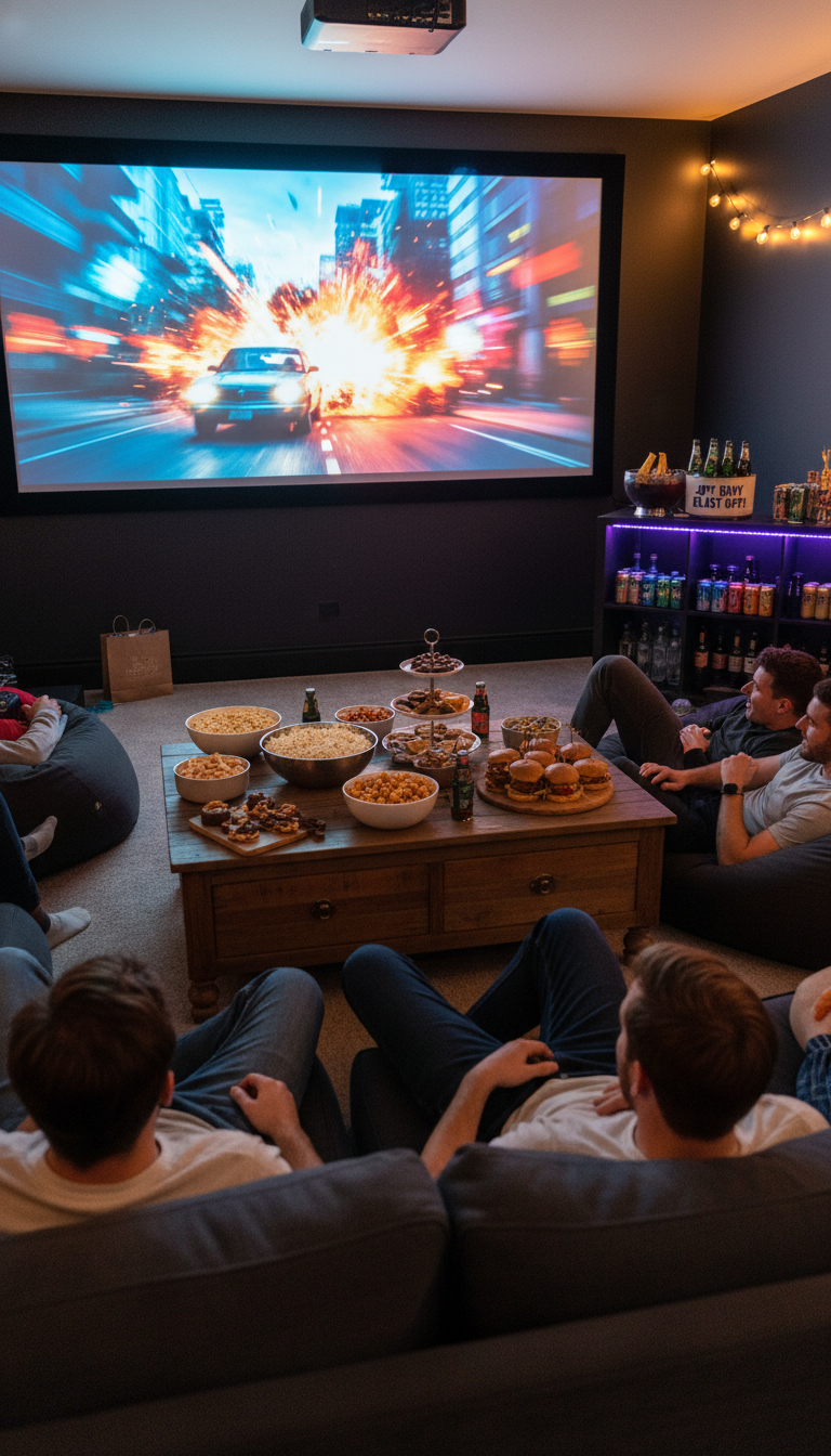 Action Movie Marathon with Gourmet Snacks