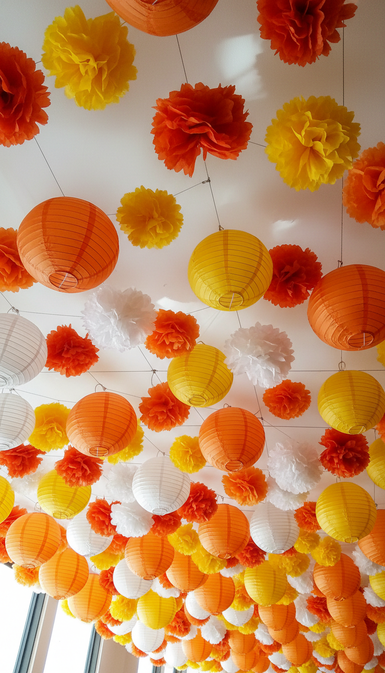 Paper Lanterns & Pom-Poms