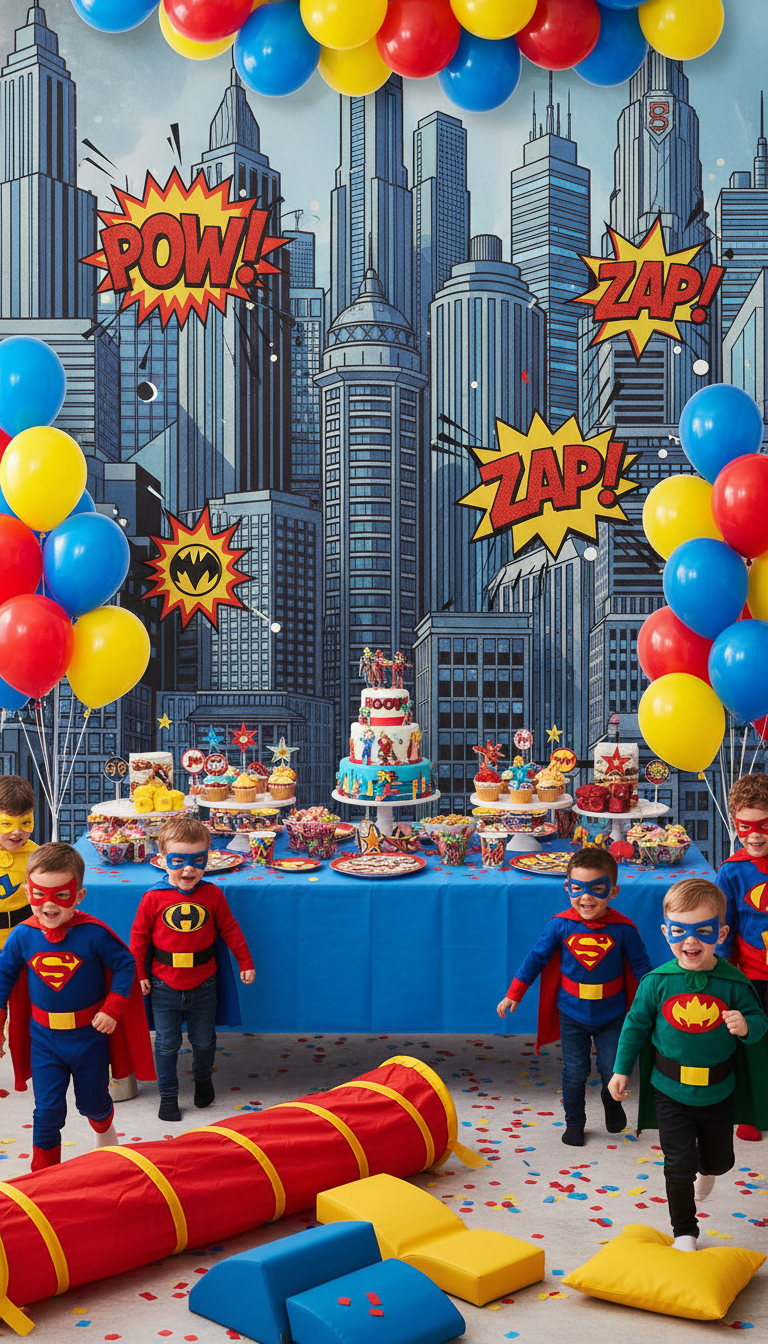 Dynamic Superhero Cityscape