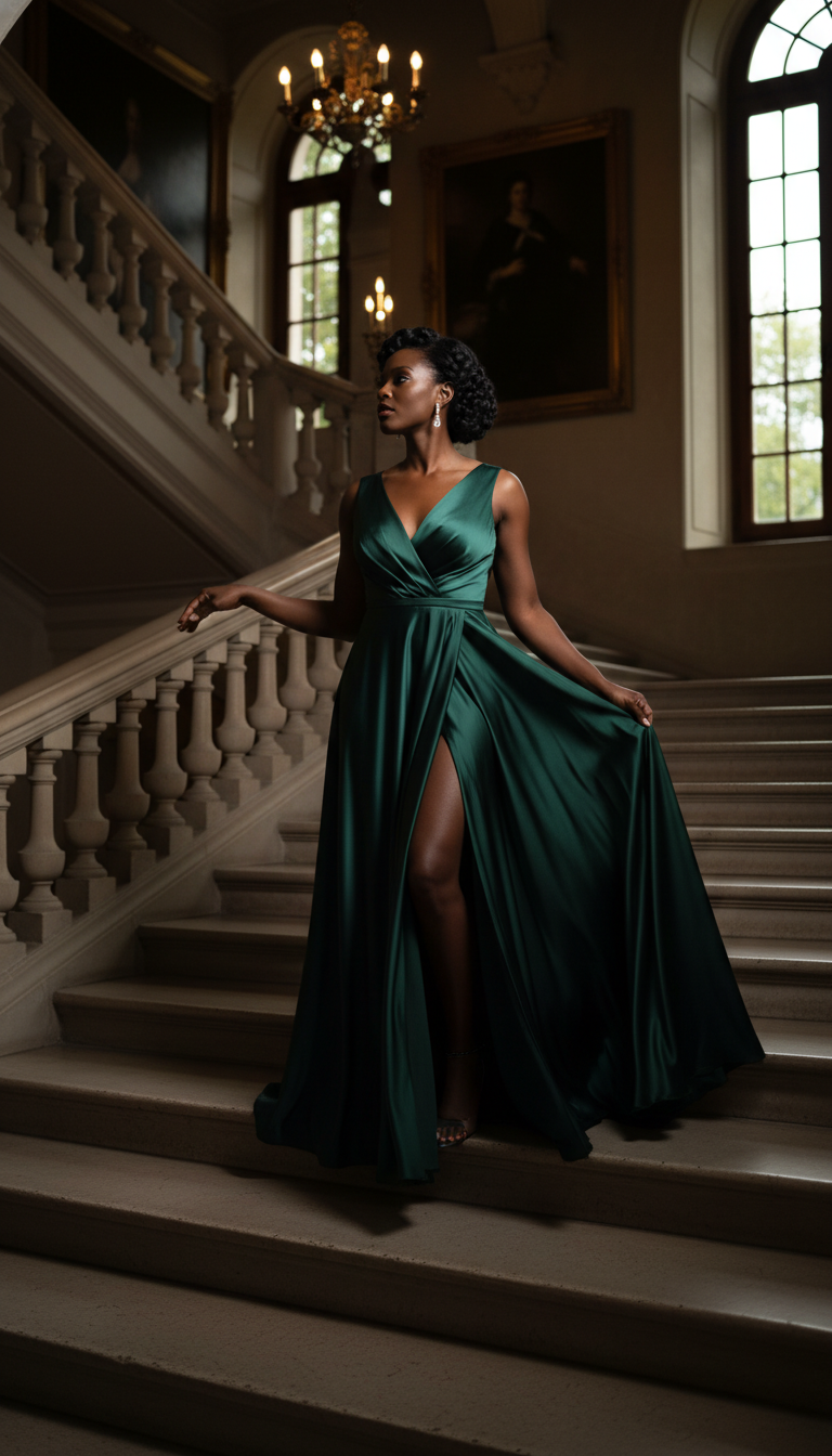Dramatic High-Slit Gown