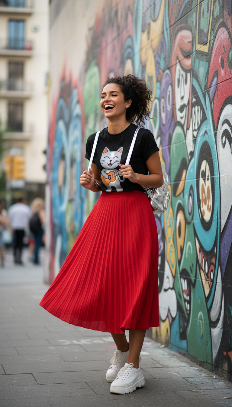 Trendy Skirt & Tee Combo: Playful and Personalized