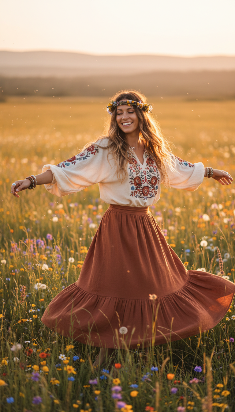 Boho-Inspired Ensemble: Whimsical and Earthy