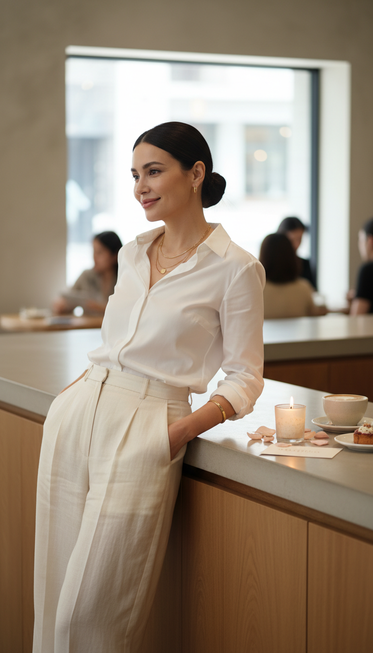 Classic White Shirt & Trousers: Understated Elegance
