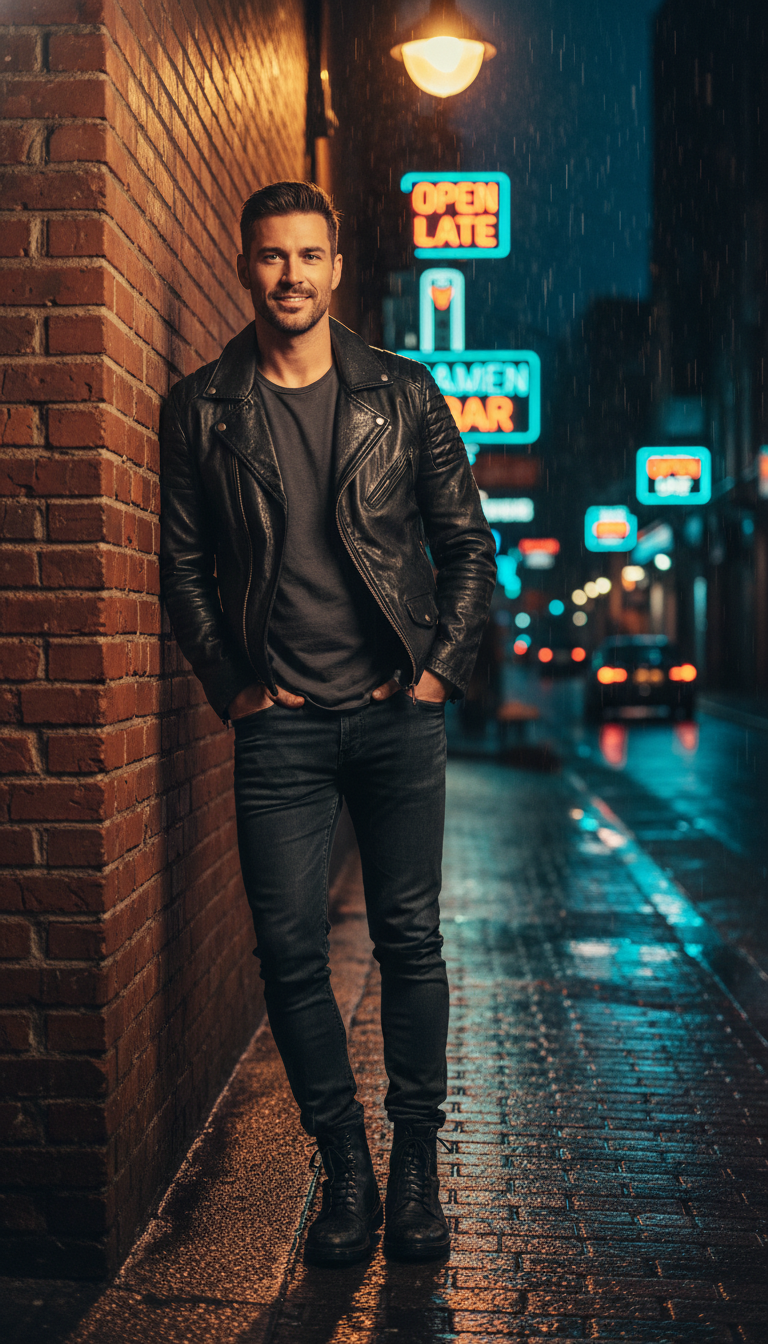 Urban Edge with a Leather Jacket