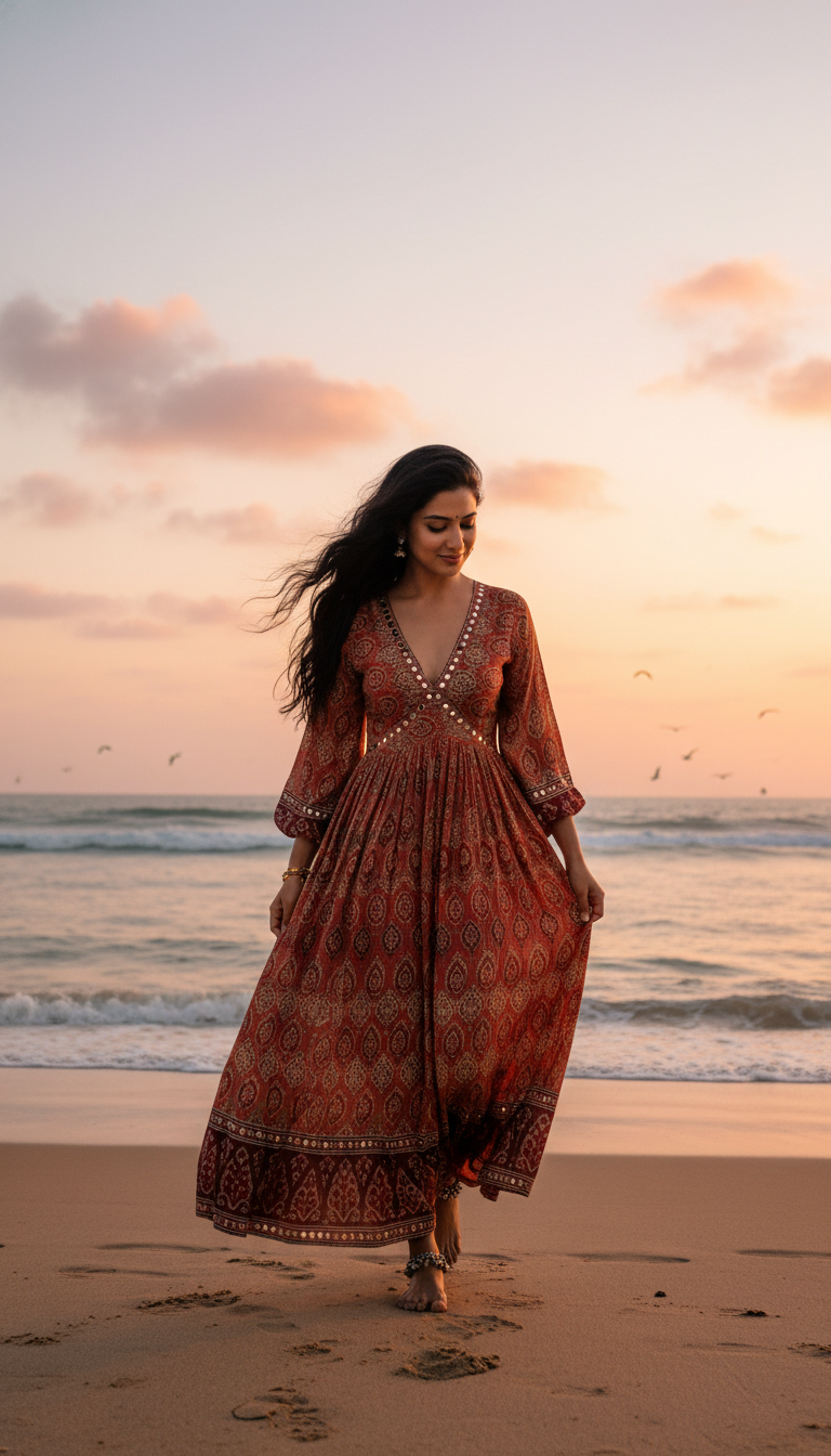Fusion Maxi Dress: Bohemian Charm