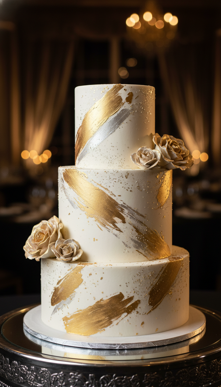 Glamorous Metallic Accent Cake