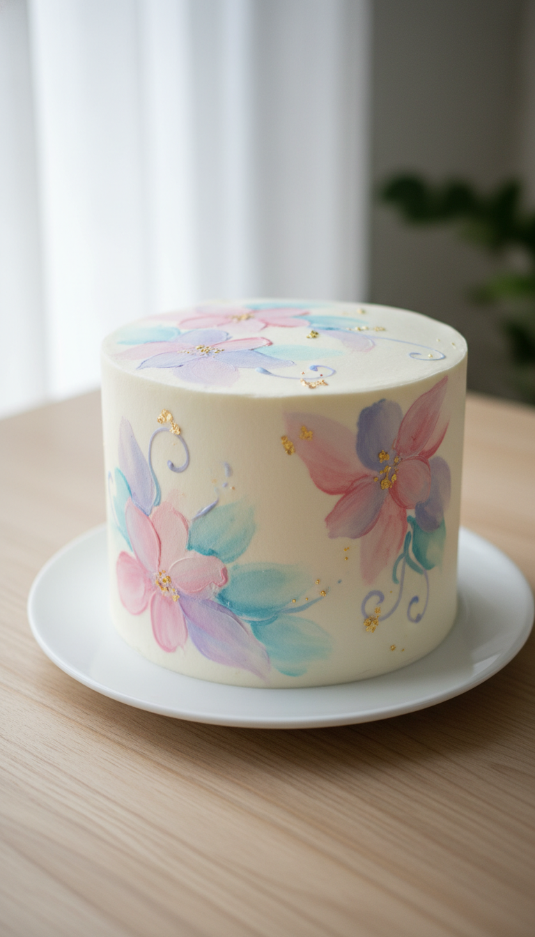 Watercolor Painted Buttercream Cake