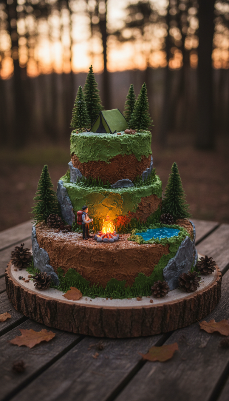 Outdoorsman's Camping Adventure Cake