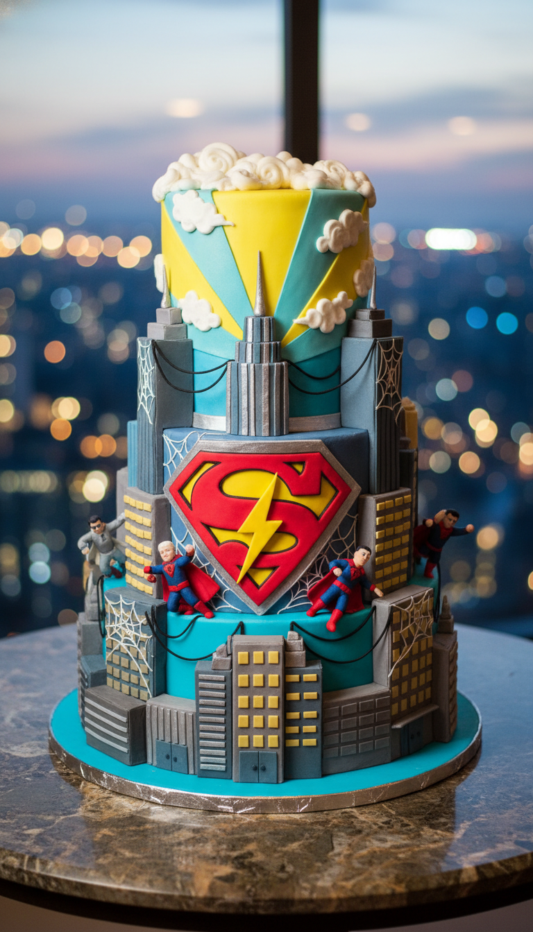 Superhero Cityscape Cake