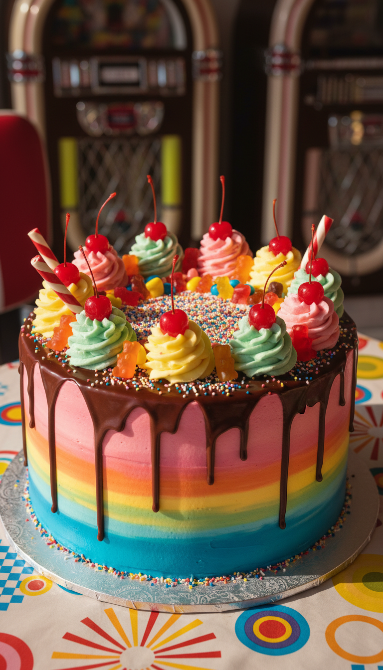 Vintage Retro Drip Cake