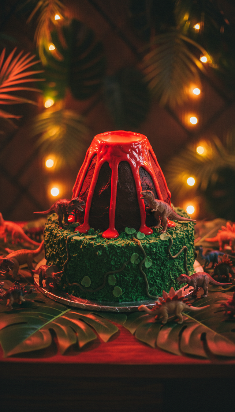 Roaring Dino Volcano Cake