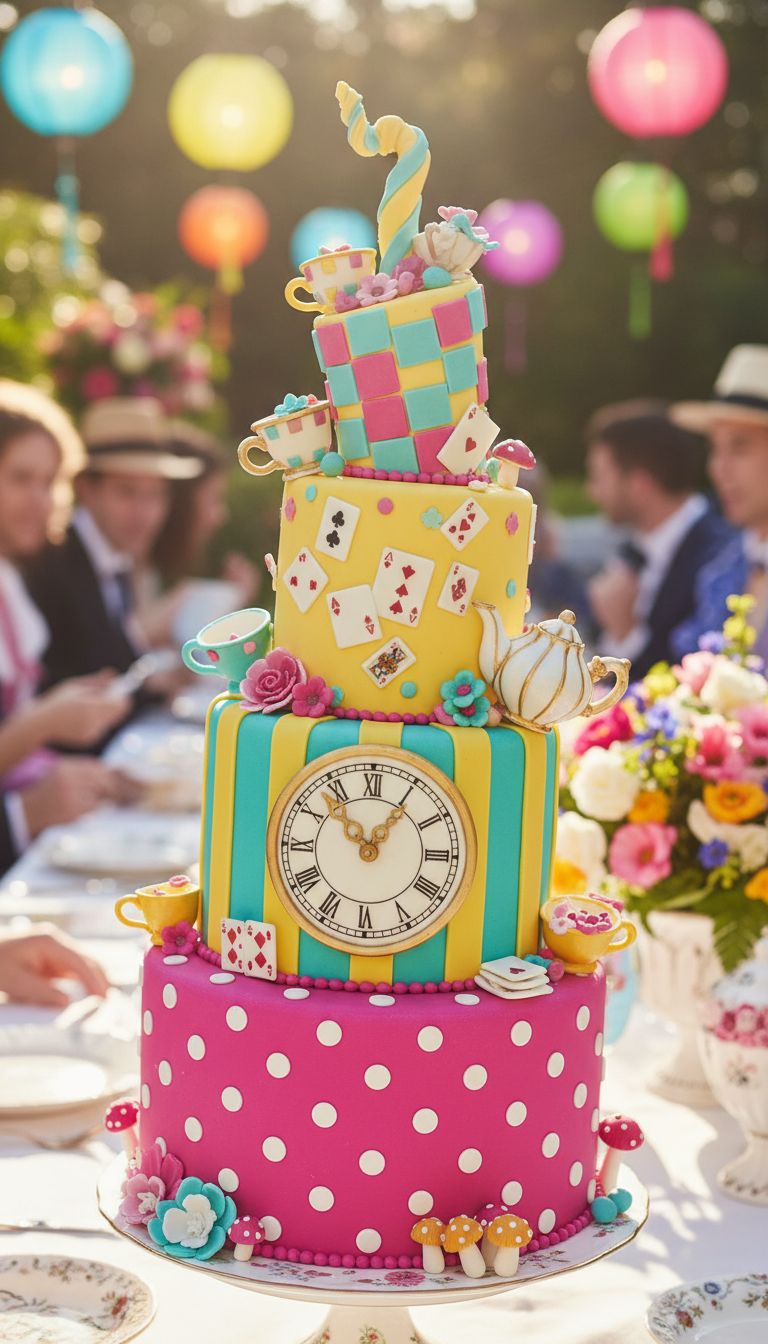 Whimsical Wonderland Tea Party Cake
