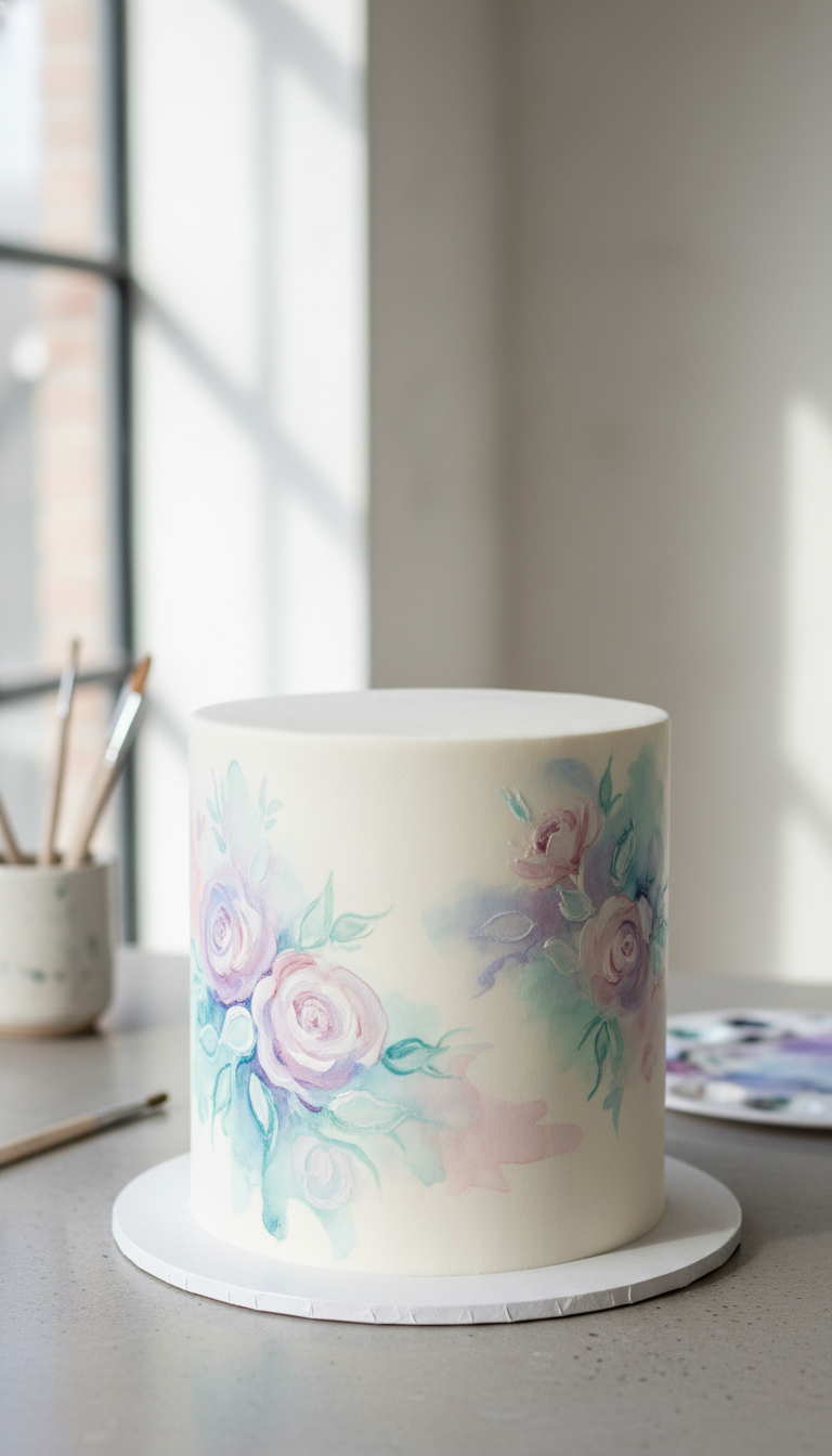 Artistic Watercolor Masterpiece Cake