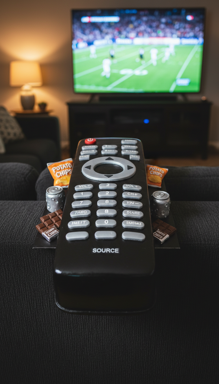 Man Cave Essentials: Remote & Snack Cake