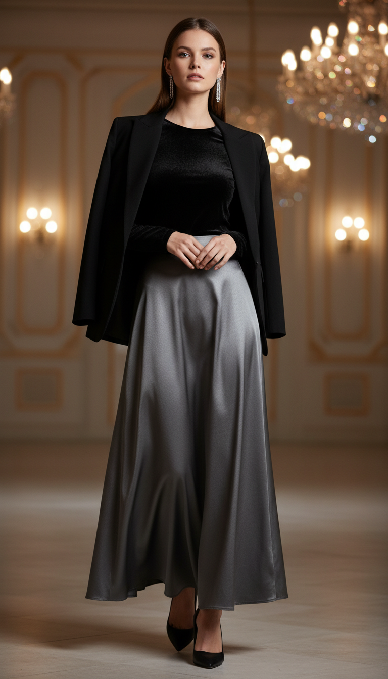 Glimmering Maxi Skirt Ensemble