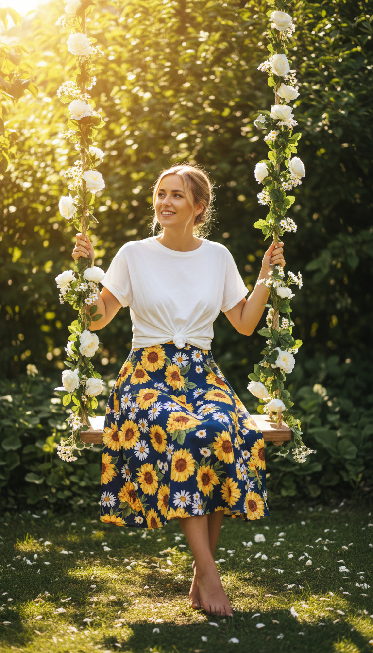 A-Line Floral & Knot-Front Top Freshness