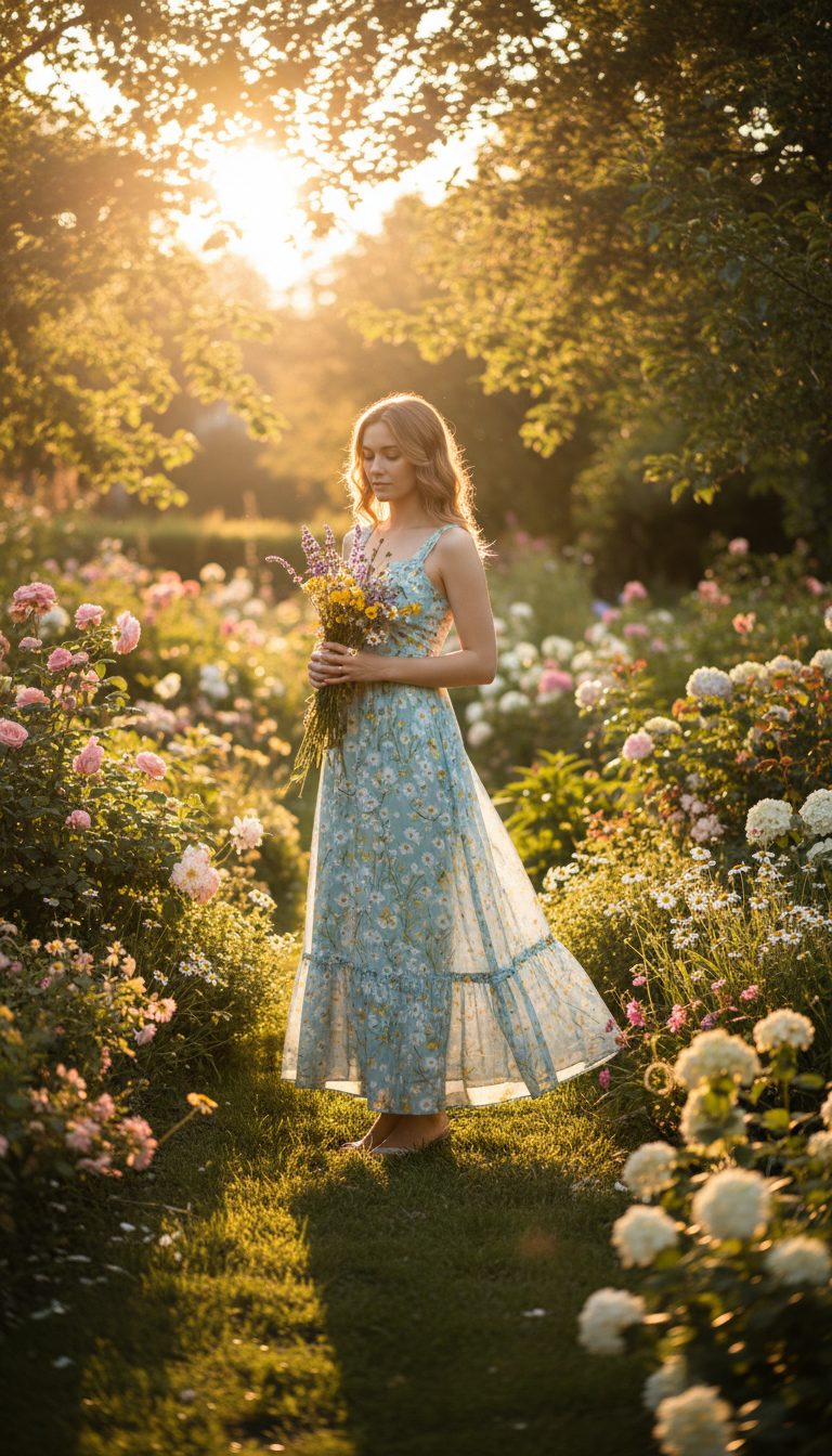 Ethereal Garden Party Muse: Romantic Floral Maxi Dress