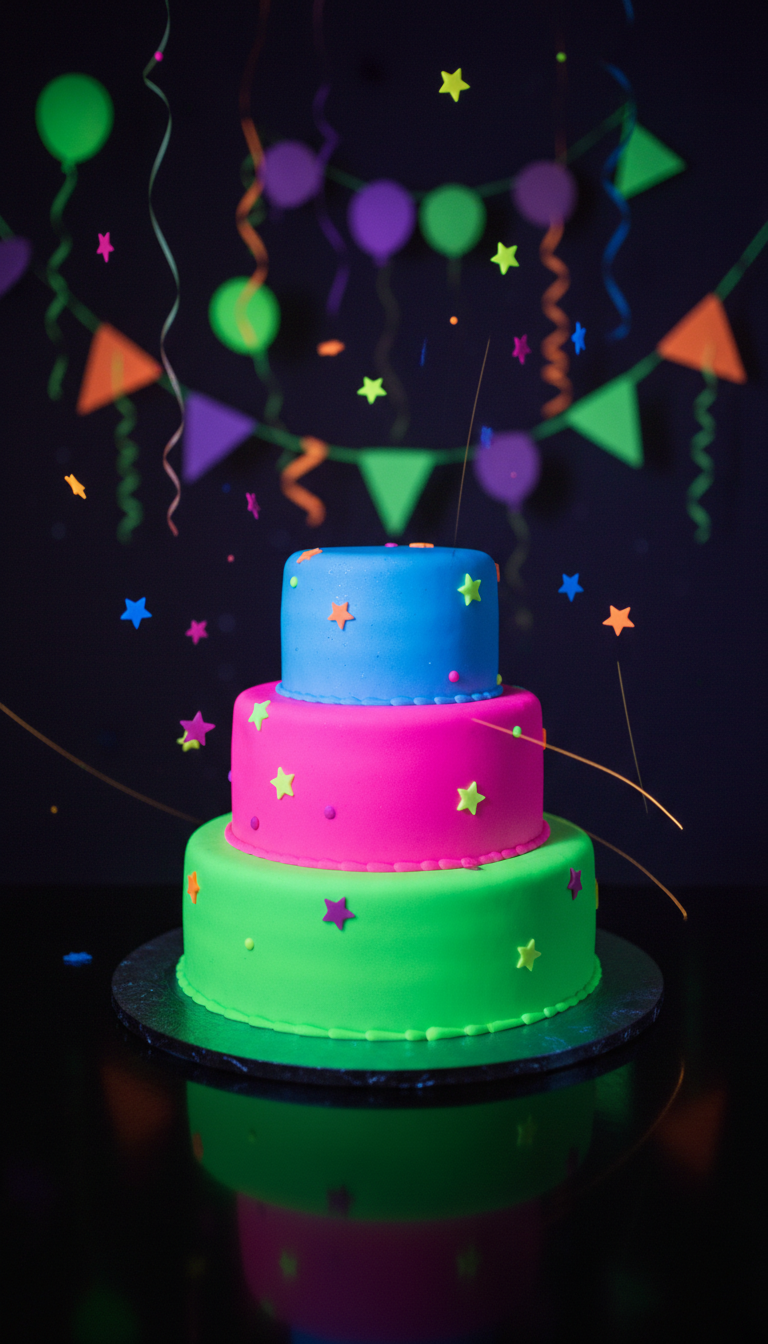 Neon Glow-Up Celebration Cake