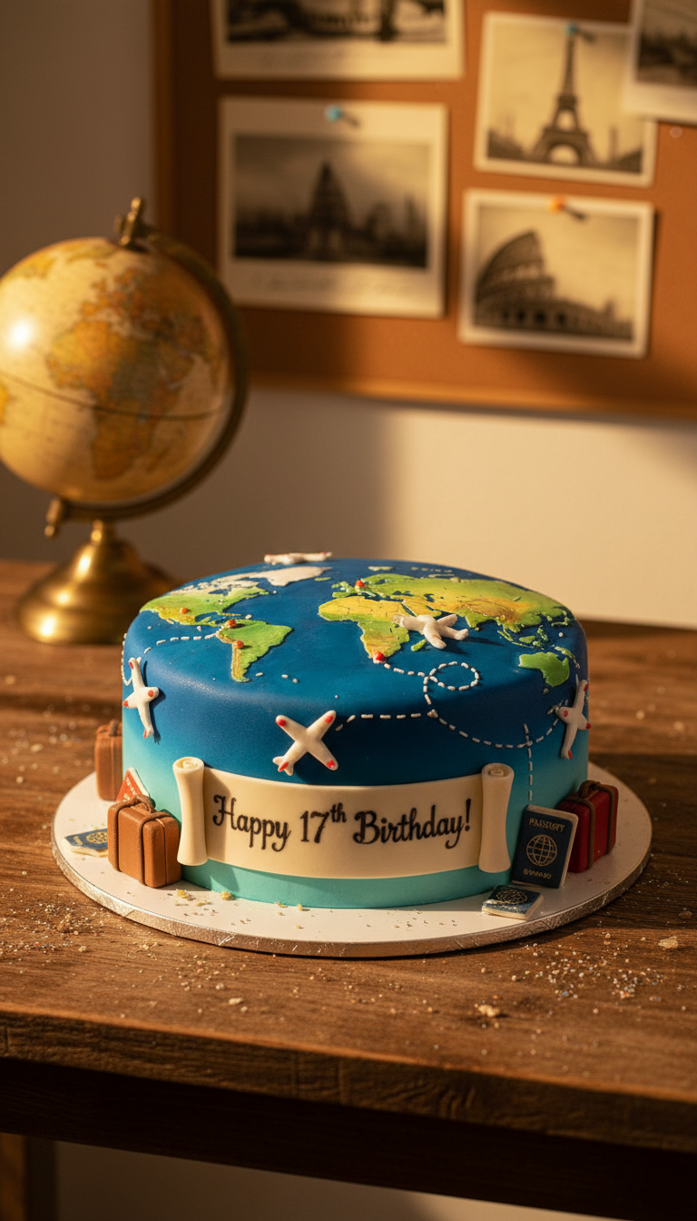 Wanderlust World Map Cake