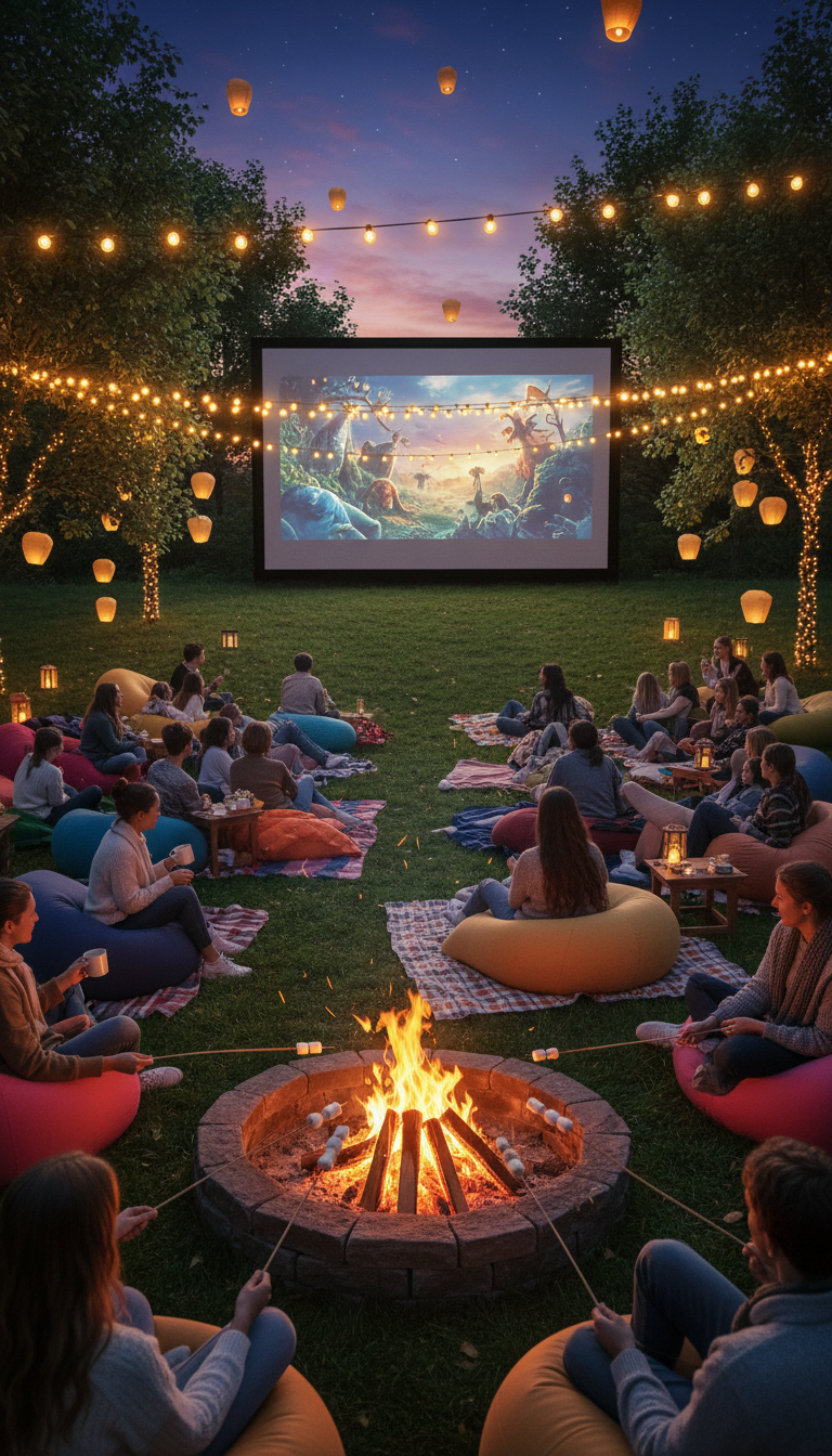 Outdoor Cinema & Cozy Bonfire
