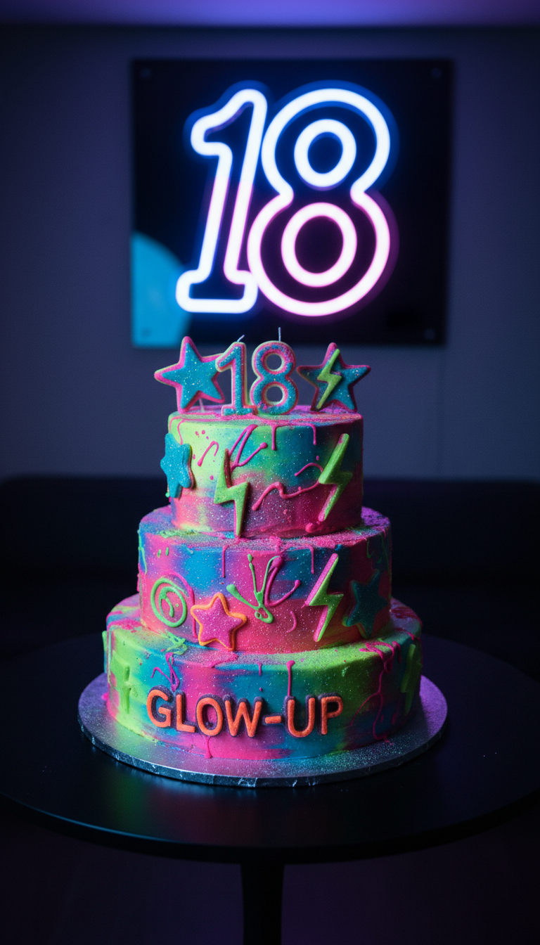 Neon 'Glow-Up' Rave Cake