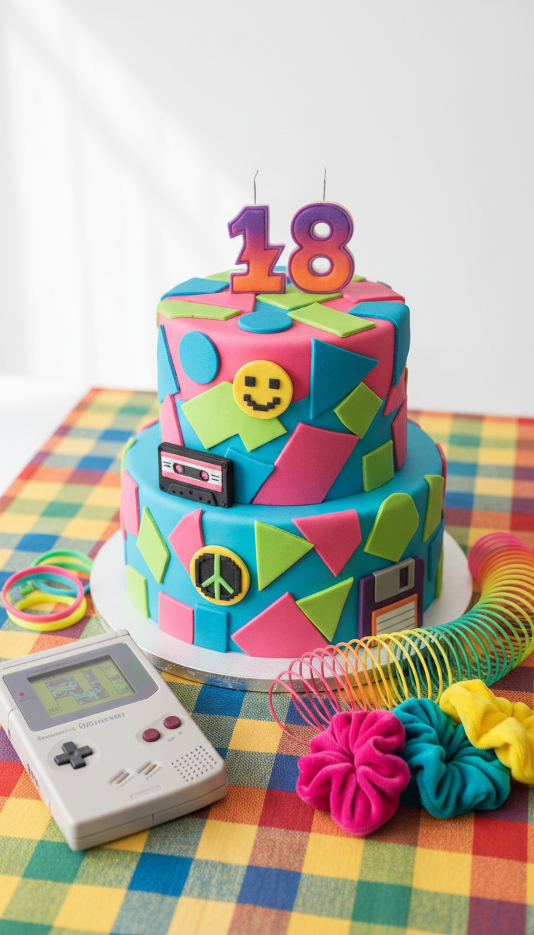 Vintage Retro Vibe Cake (e.g., 90s Throwback)