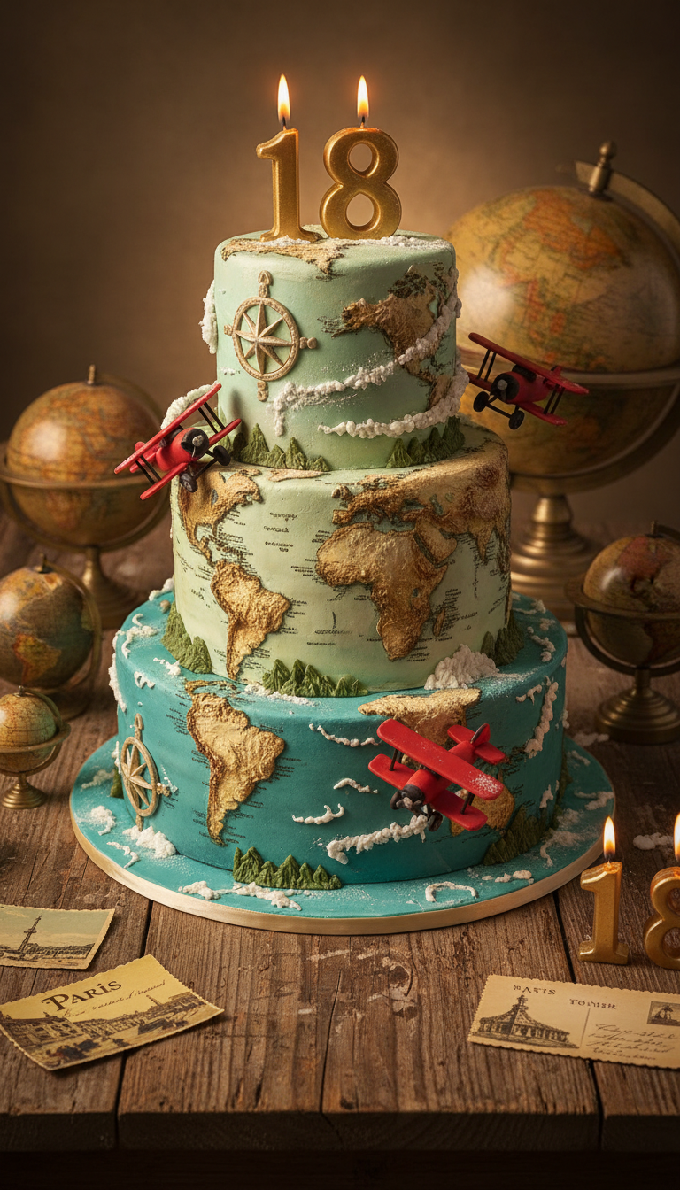 Travel & Adventure Map Cake
