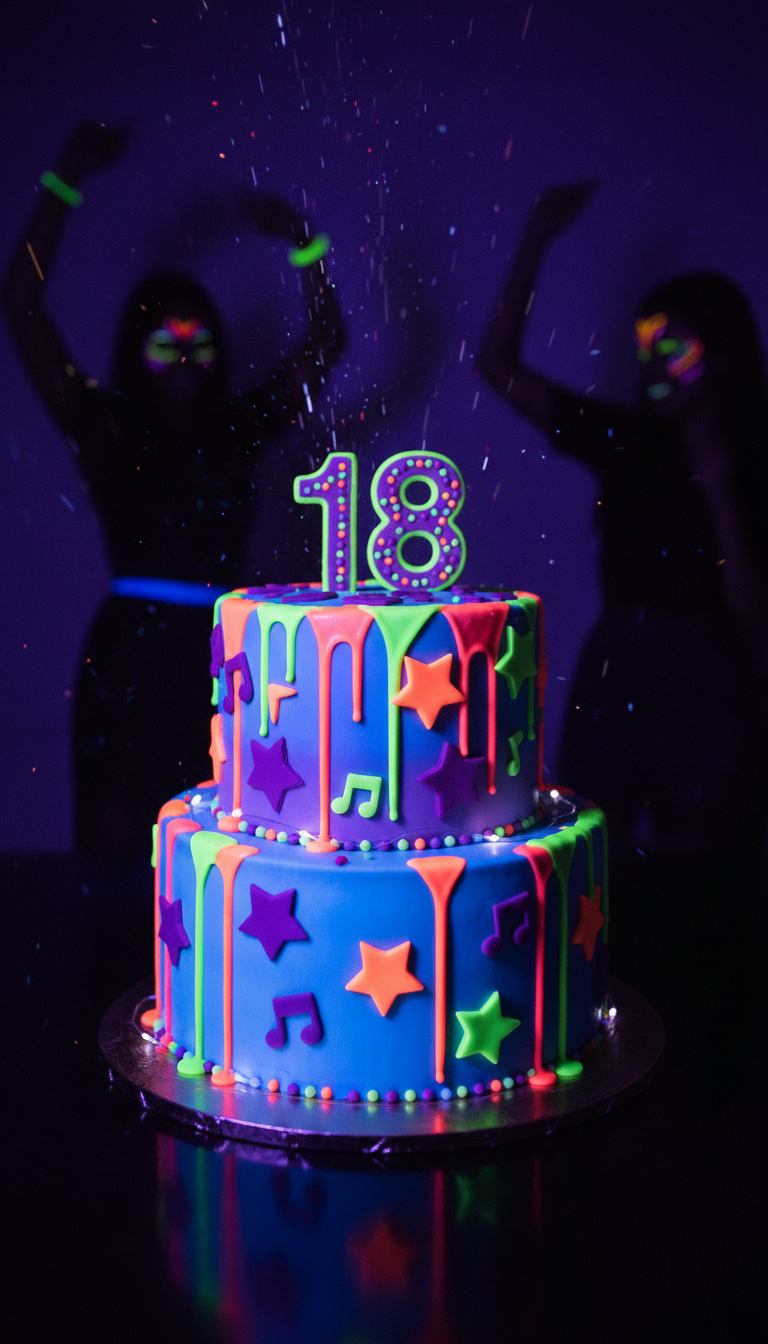 Neon Lights & Glow-in-the-Dark Cake