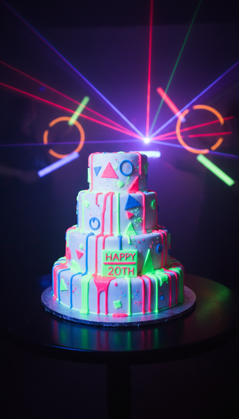 Neon Glow Party Cake