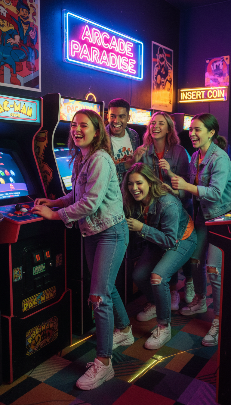 Neon Lights & Retro Arcade