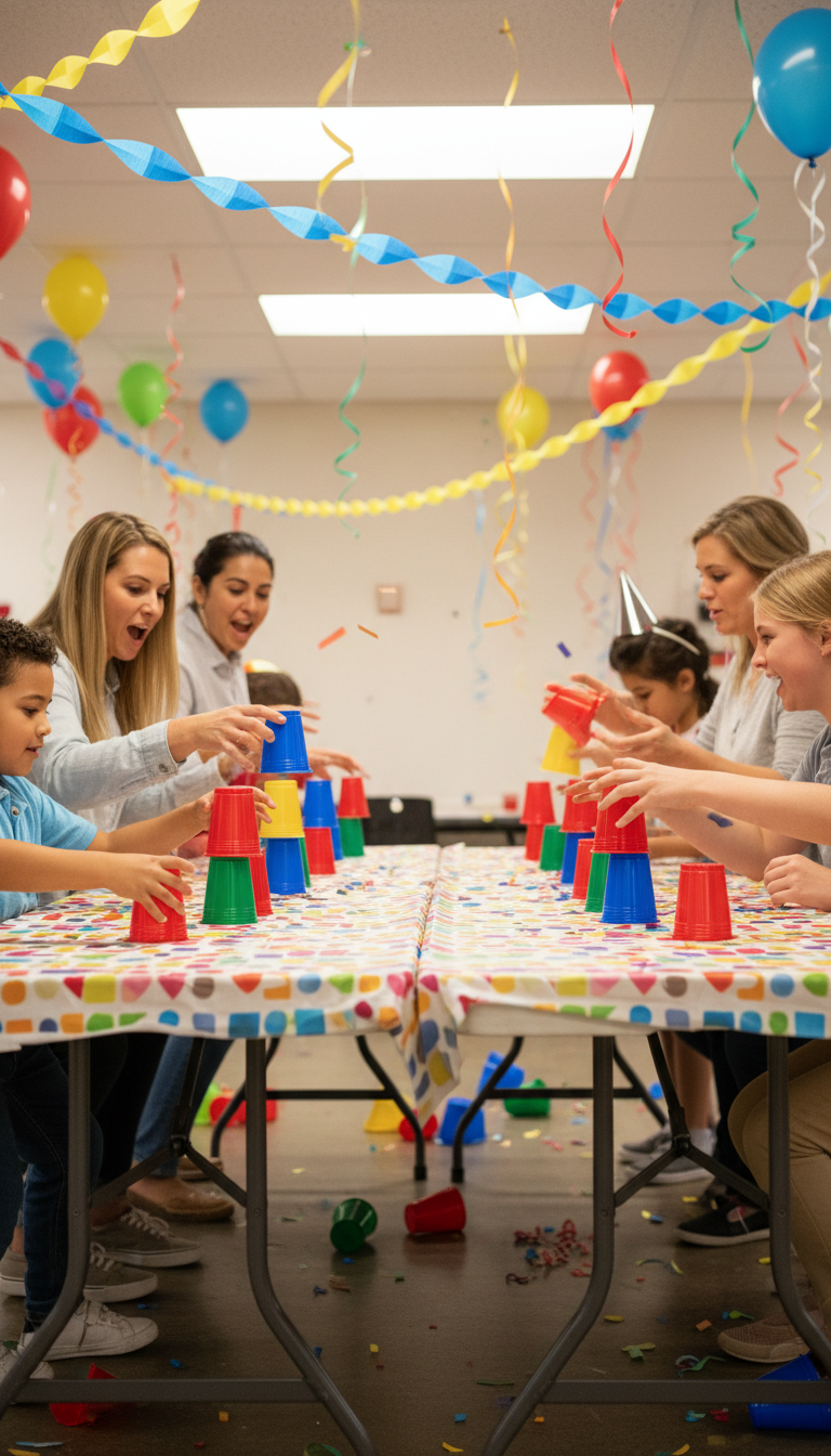 Cup Stacking Relay Race