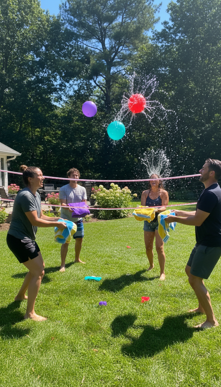 Splash & Serve: Water Balloon Volleyball