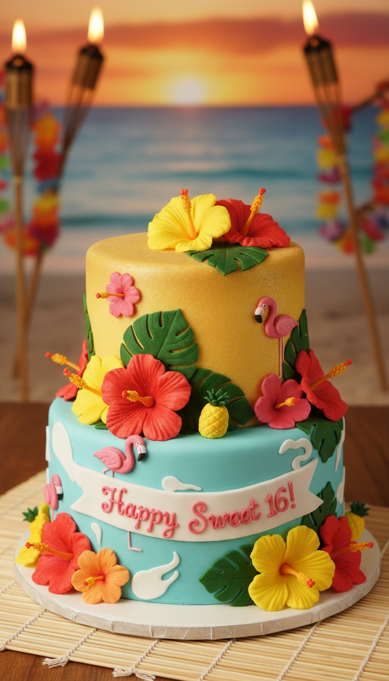 Tropical Paradise Luau Cake
