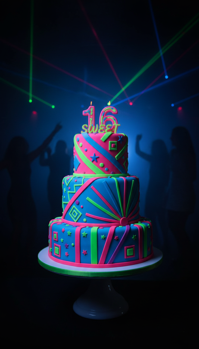 Neon Glow Party Cake