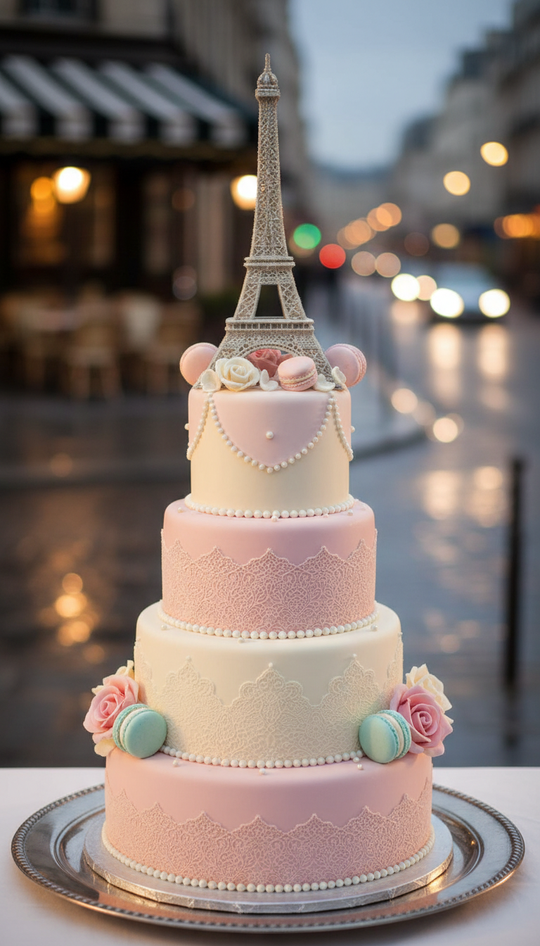 Parisian Chic Eiffel Tower Cake