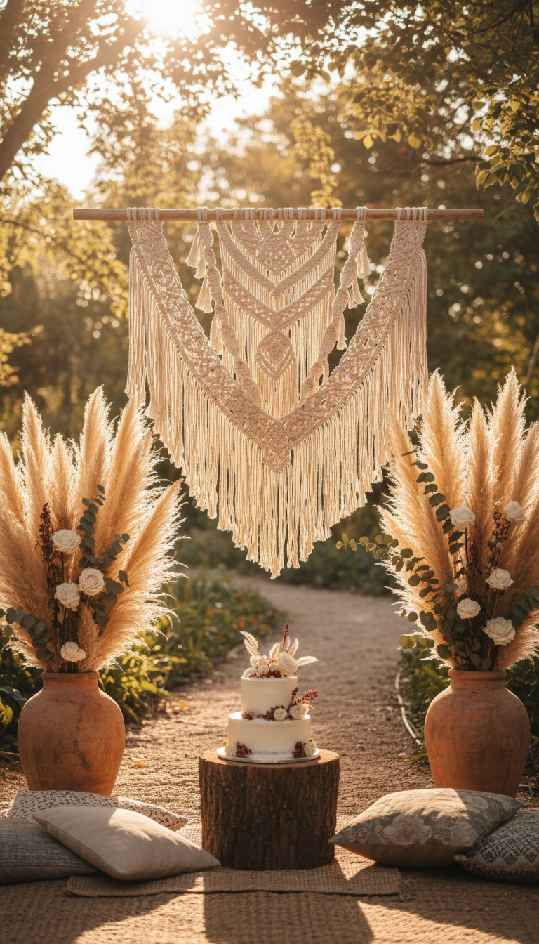 Macrame and Pampas Grass Backdrops