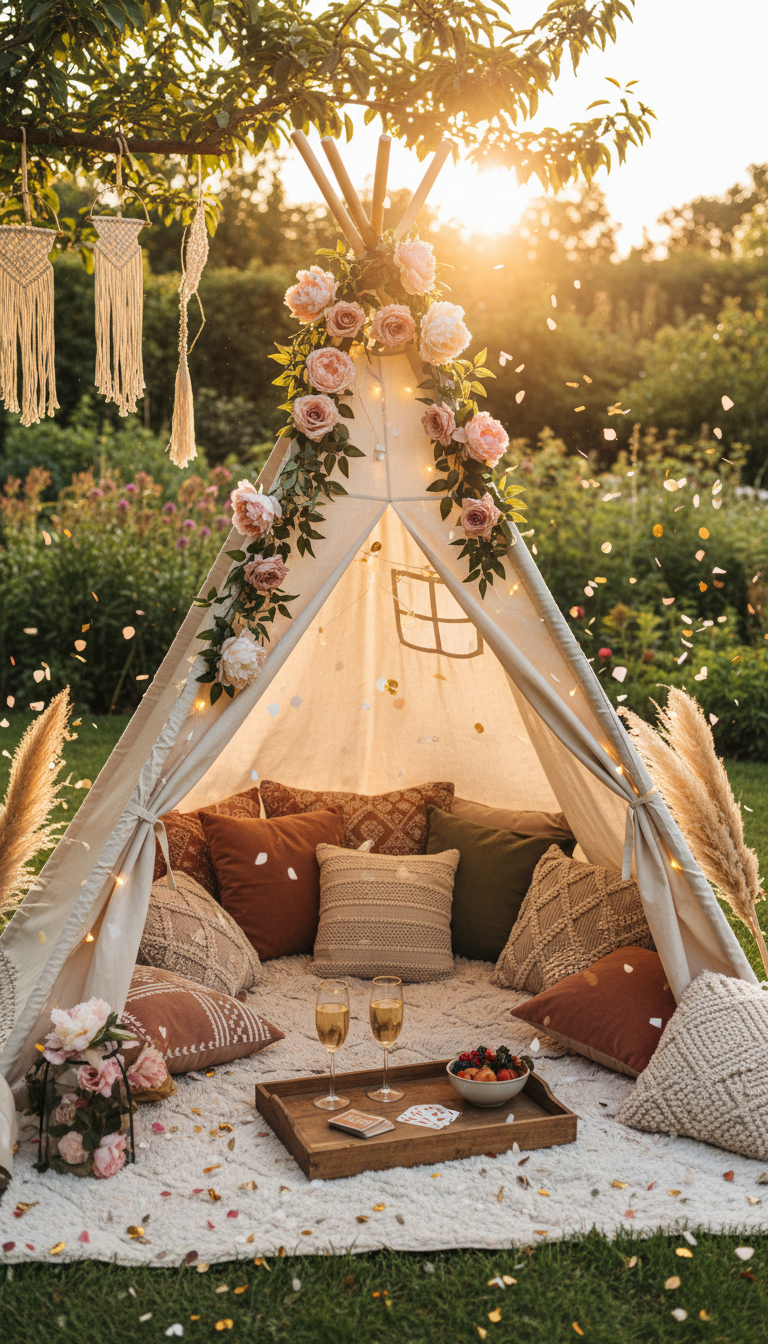 Cozy Teepee or Bell Tent Lounge
