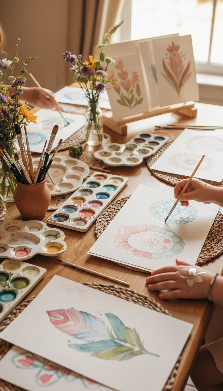 Whimsical Watercolor Painting Station
