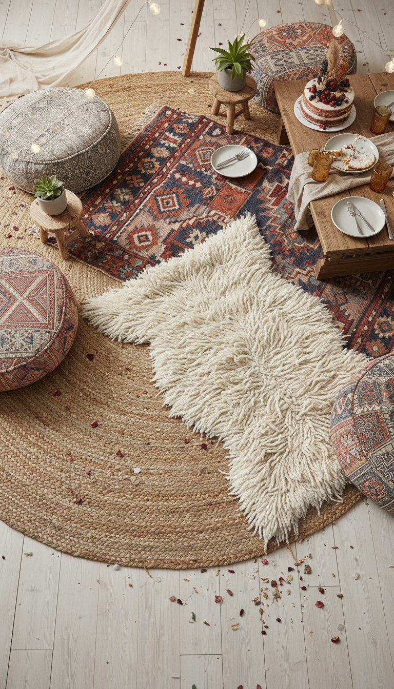 Layered Rugs & Textured Textiles