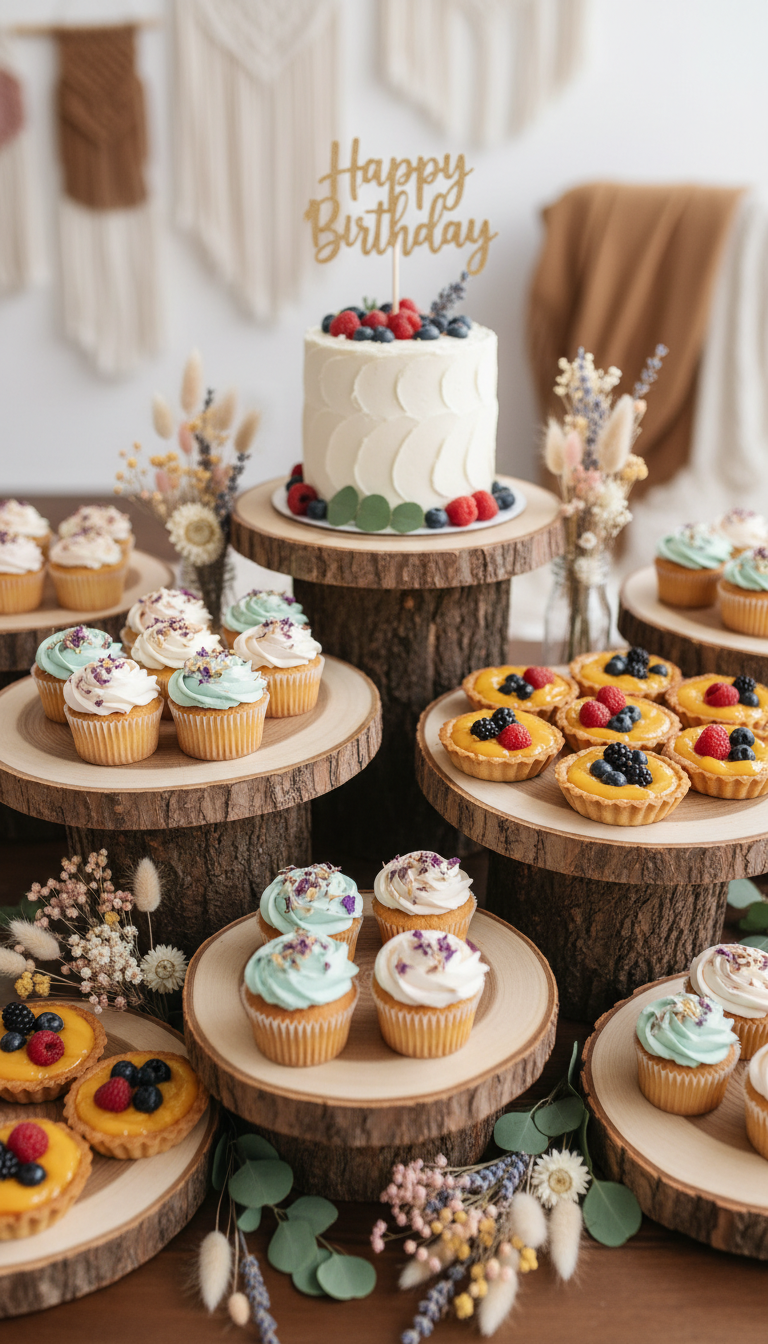 Natural Wood Slab Food Presentation