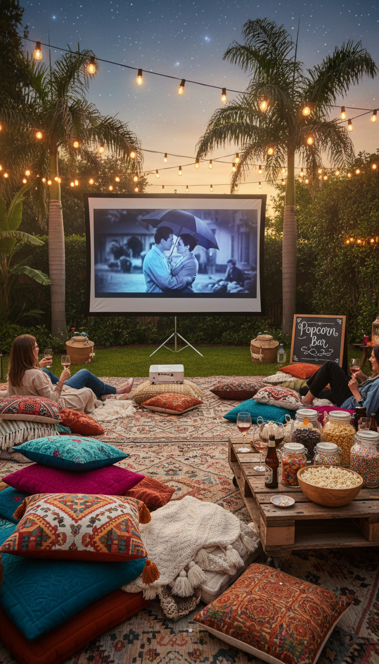Boho Backyard Movie Night