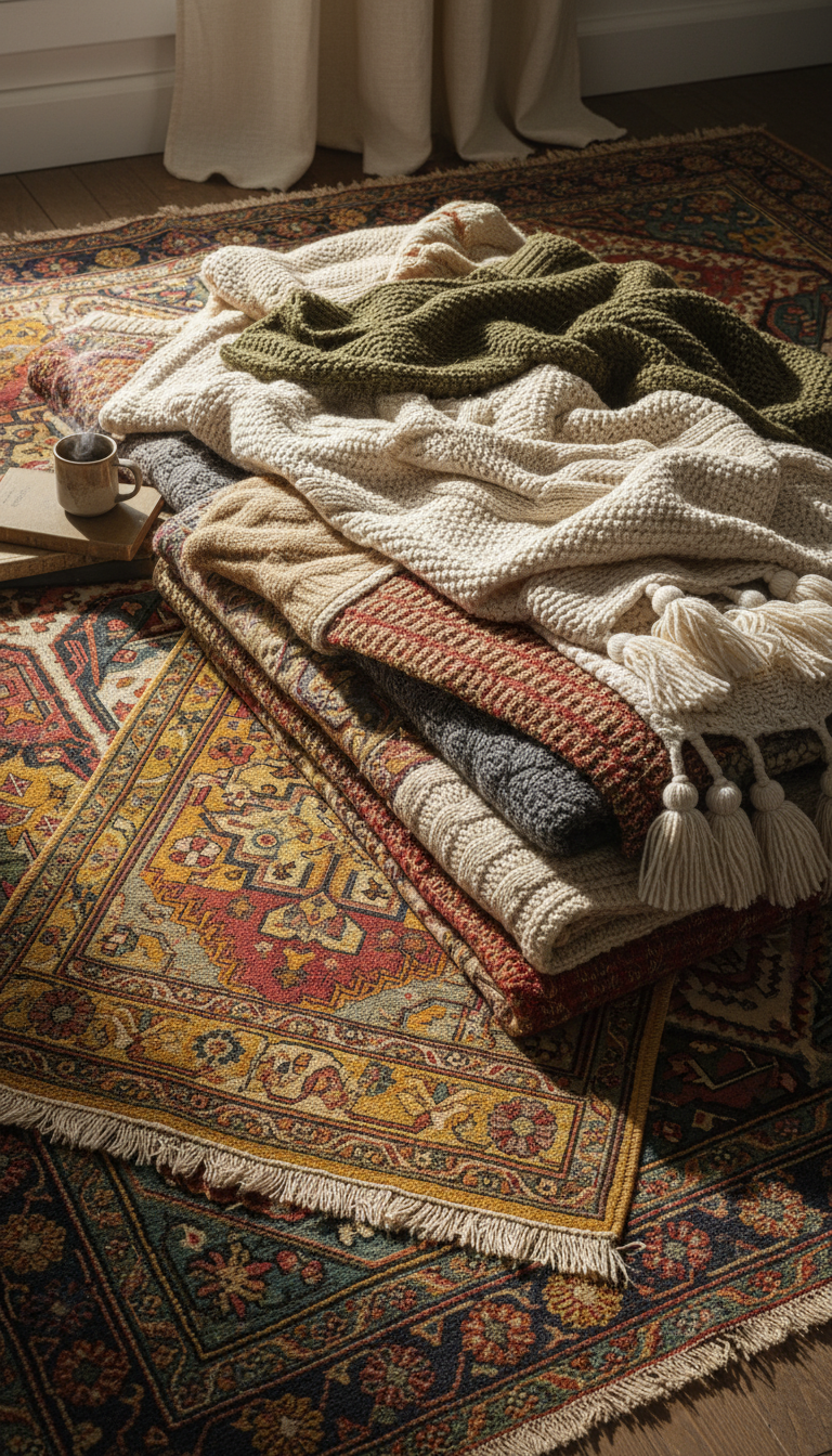 Layered Vintage Rugs & Throws