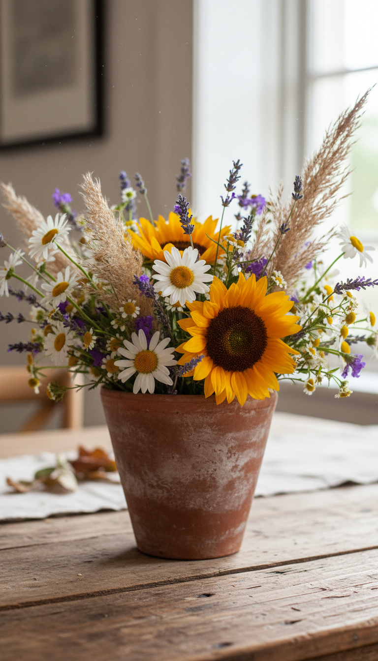 Earthy Terracotta Pot Centerpieces