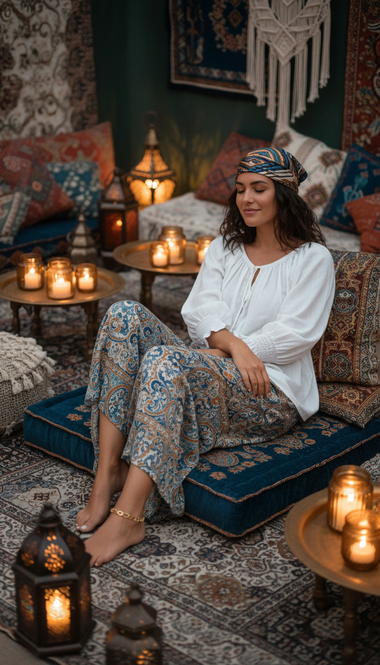 Wide-Leg Pants & Peasant Top