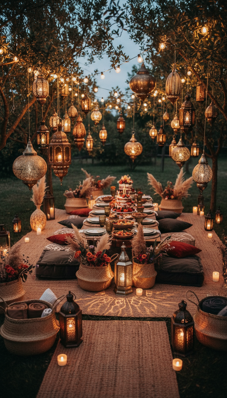 Moroccan Lanterns & Wicker Elements