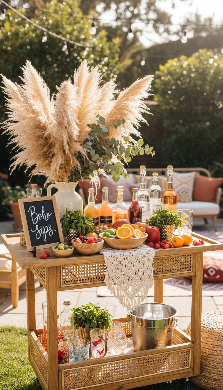 Boho Bar Cart or Drink Station