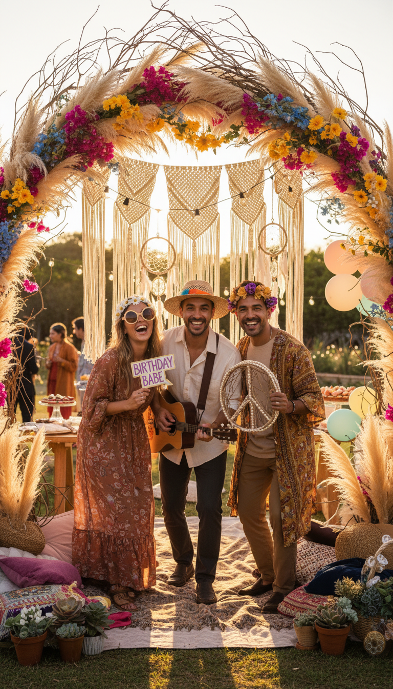 Photo Booth with Boho Props